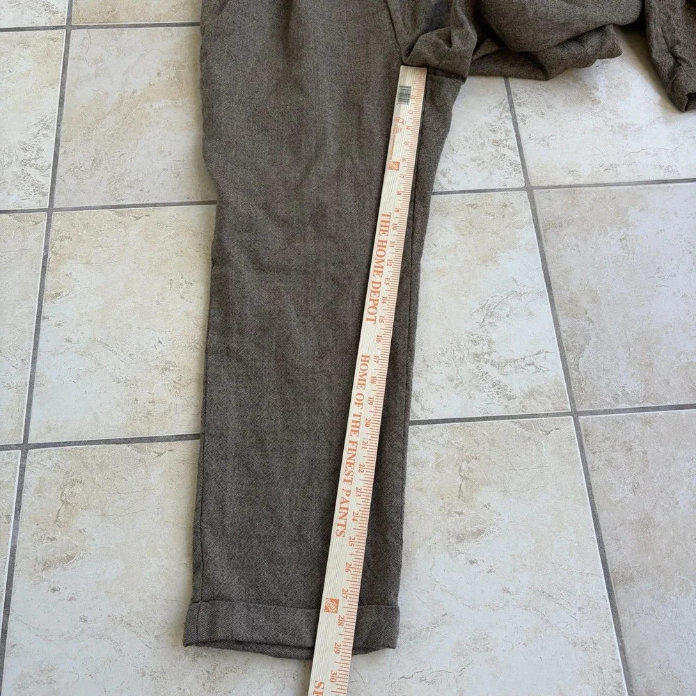 Nautica Pants Mens 38x30 Tan Brown Wool Tweed Pleated Cuffed Dress Trouser Retro